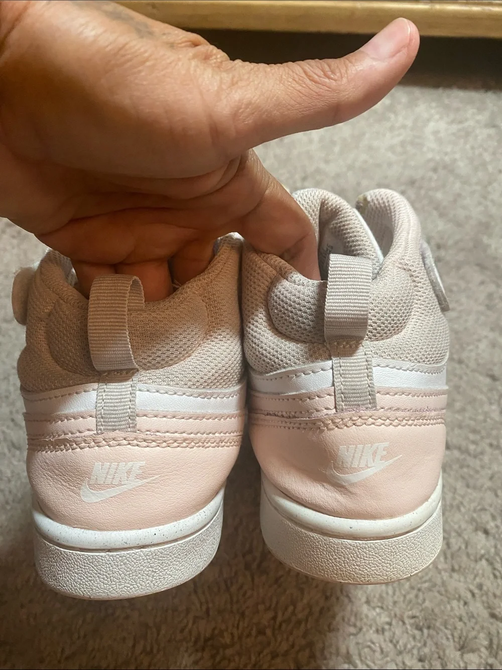 Nike Court Borough Hi Sneakers in Light Pink and White size 3Y